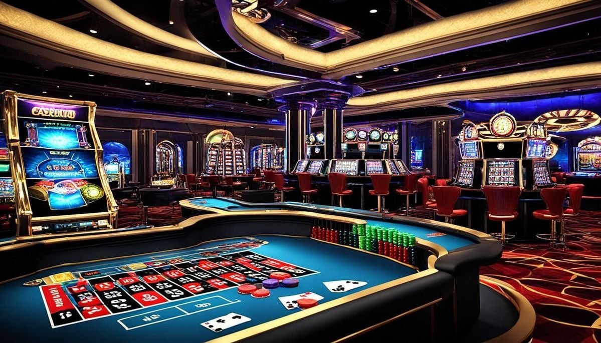 Layar ponsel dengan tampilan aplikasi id77 sportsbook dan kasino online